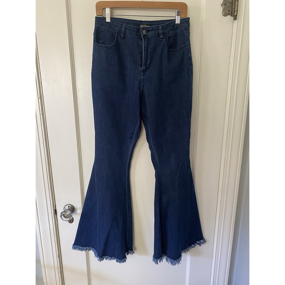Vtg Versona Jeans Womens 28x32 Blue Flare Hippie‎ Boho Bell Bottom High Rise